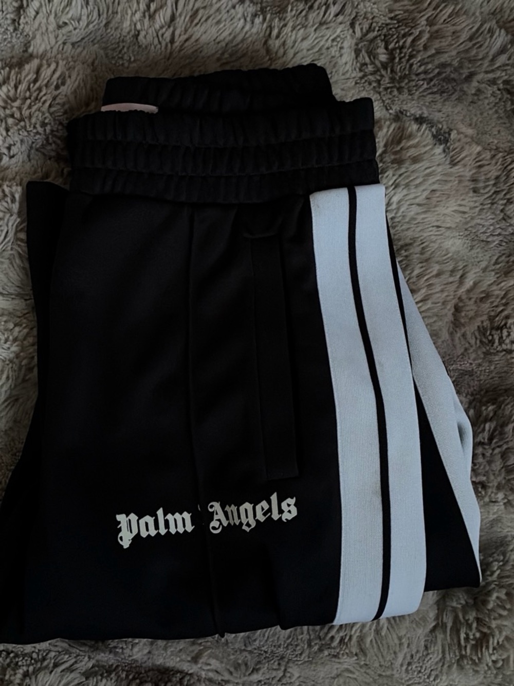 Palm Angels Kids Black Joggers with White Side Stripes